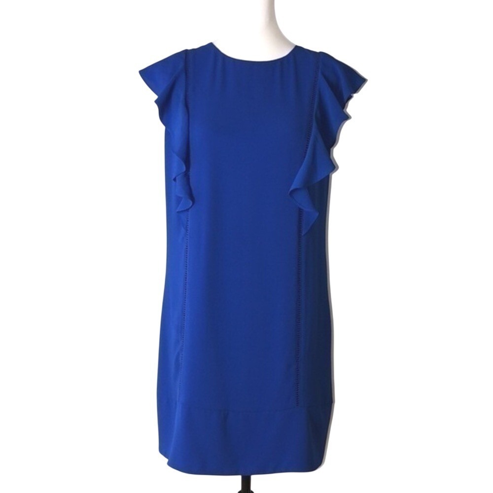 Charles Henry Ruffle Sleeve Ladder Lace‎ Royal Blue Women Dress Size S